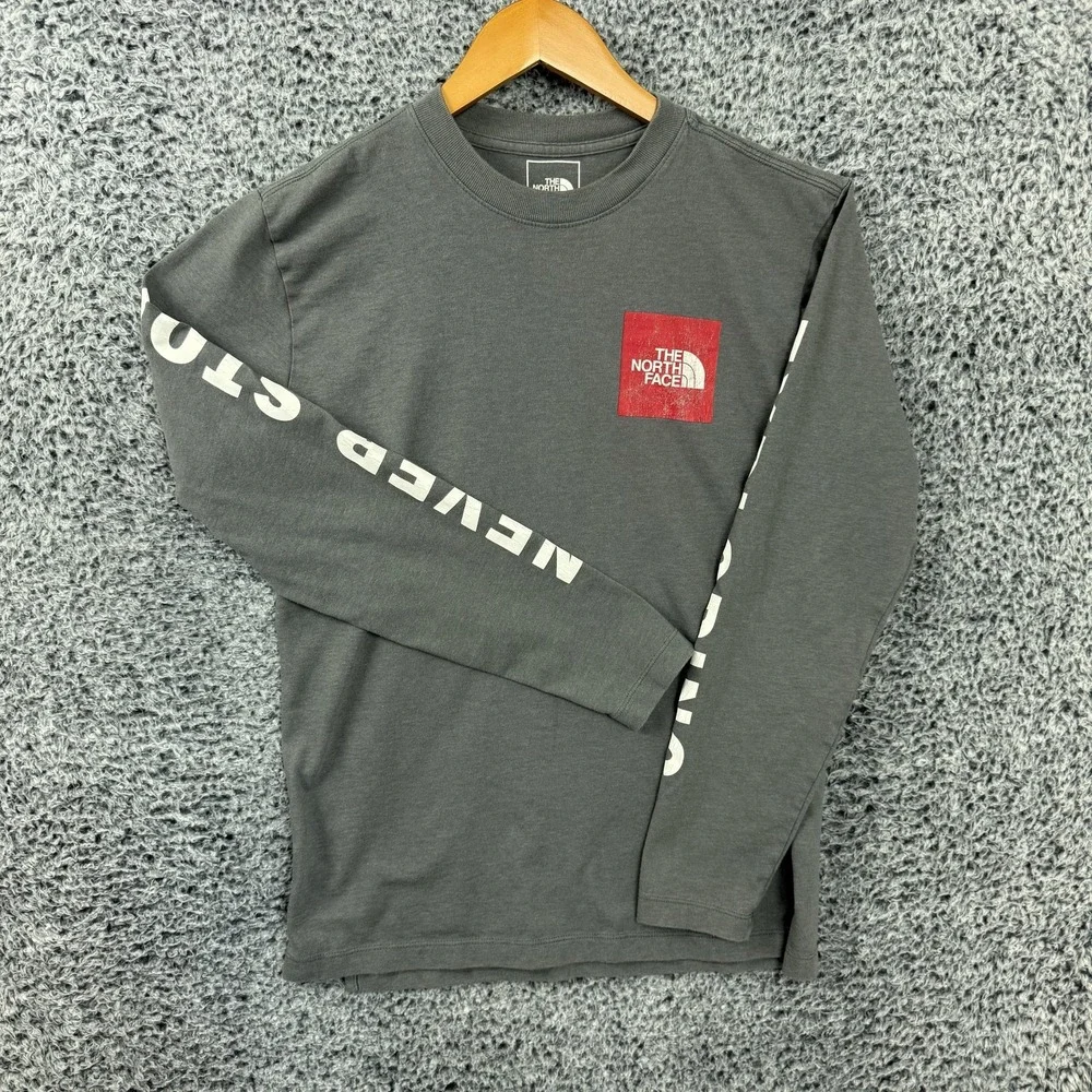 The North Face Shirt Mens Small Gray Never Stop Exploring Long Sleeve Tee
